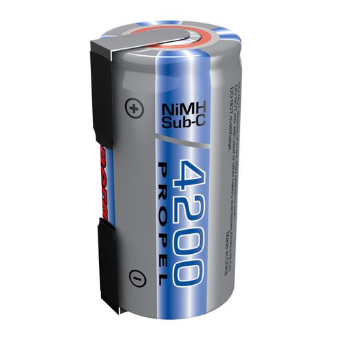 Rechargeable NiMH battery with an industrial flat top for building reliable custom battery pack solutions.