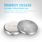 Tenergy CR2430 3V Lithium Button Cells 20 Pack (4 Cards)