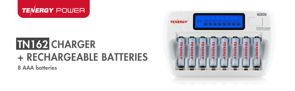 Tenergy TN162 Charger + 8AAA Rechargeable Batteries