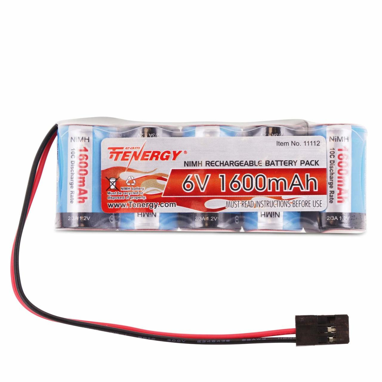 Tenergy 6V 1600mAh NiMH Side by Side Battery Pack with Hitec Connector