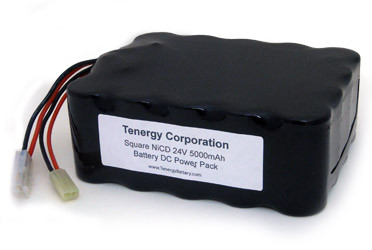 AT: Tenergy 24V 5000mAh NiCd Rechargeable Battery Pack (20S1P, 120Wh, 4A Rate, Square Config., Standard + Mini Tamiya Connector)