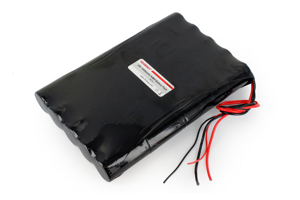 AT: Tenergy 24V 10000mAh NiMH Rechargeable Battery Pack (20S1P, 240.0Wh, 10A Rate, 2 Sets of Bare Leads, Flat Config.)