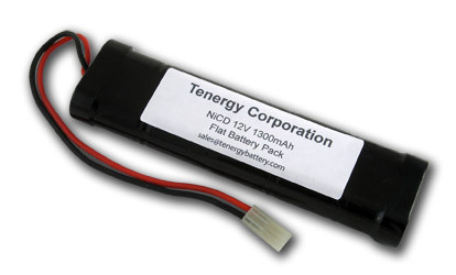 AT: Tenery 12V 1300mAh NiCd Rechargeable Battery Pack (10S1P, 15.6Wh, 13A Rate, Mini Tamiya Connector, Flat Config)