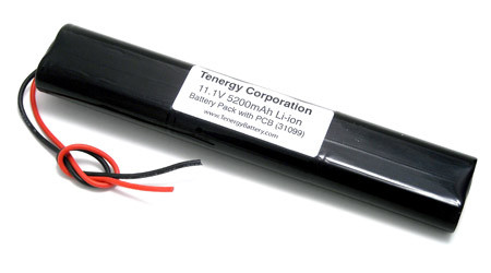 AT: Tenergy Li-ion 18650 11.1V 5200mAh Flat Rechargeable Battery Pack w/ PCB (3S2P, 57.72Wh, 3A Rate)