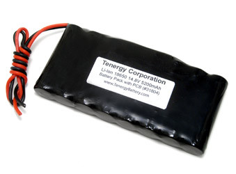 AT: Tenergy 18650 Li-ion 14.8V 5200mAh Rechargeable Battery Pack w/ PCB (4S2P, 76.96Wh, 6A Rate)