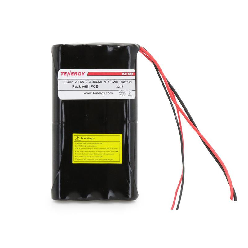 AT: Tenergy Li-ion 29.6V 2600mAh Rechargeable Battery Pack w/ PCB (8S1P, 76.96Wh, 5A Rate)