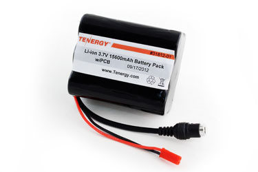 AT: Tenergy Li-ion 3.7V 15600mAh Rechargeable Battery Pack w/ PCB (1S6P, 57.72Wh, 6A Rate, DC Power Plug + JST Connector)