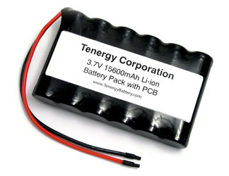 AT: Tenergy Li-Ion 3.7V 15600mAh Side by Side Rechargeable Battery Pack w/ PCB (1S6P, 57.72Wh, 8.5A Rate)
