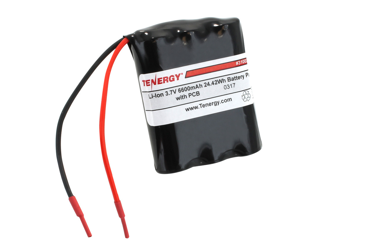 AT: Tenergy Li-Ion 3.7V 6600mAh Rechargeable Battery Pack w/ PCB (1S3P, 24.42Wh, 6A Rate)
