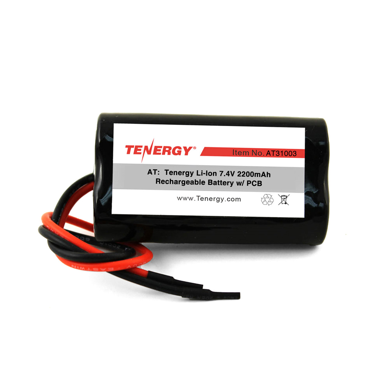 AT: Tenergy Li-Ion 7.4V 2200mAh Rechargeable Battery w/ PCB (2S1P, 16.25Wh, 4A Rate)