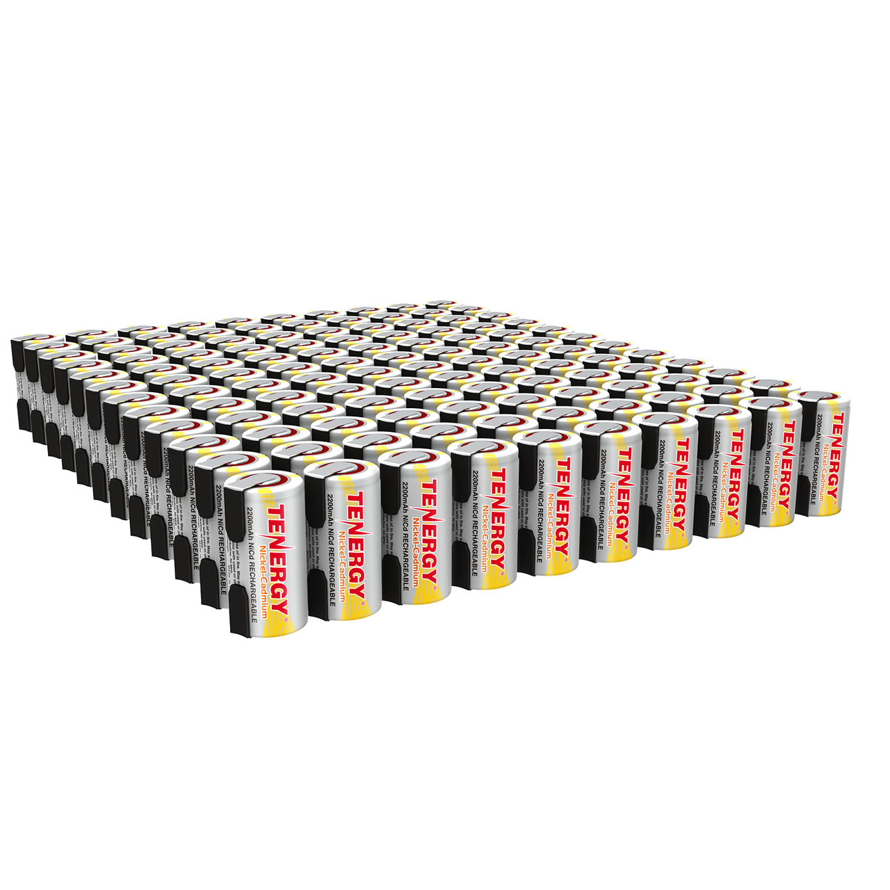 120-pcs Tenergy NiCd Sub C 2200mAh Batteries for Power Tools Flat Top w/ Tabs
