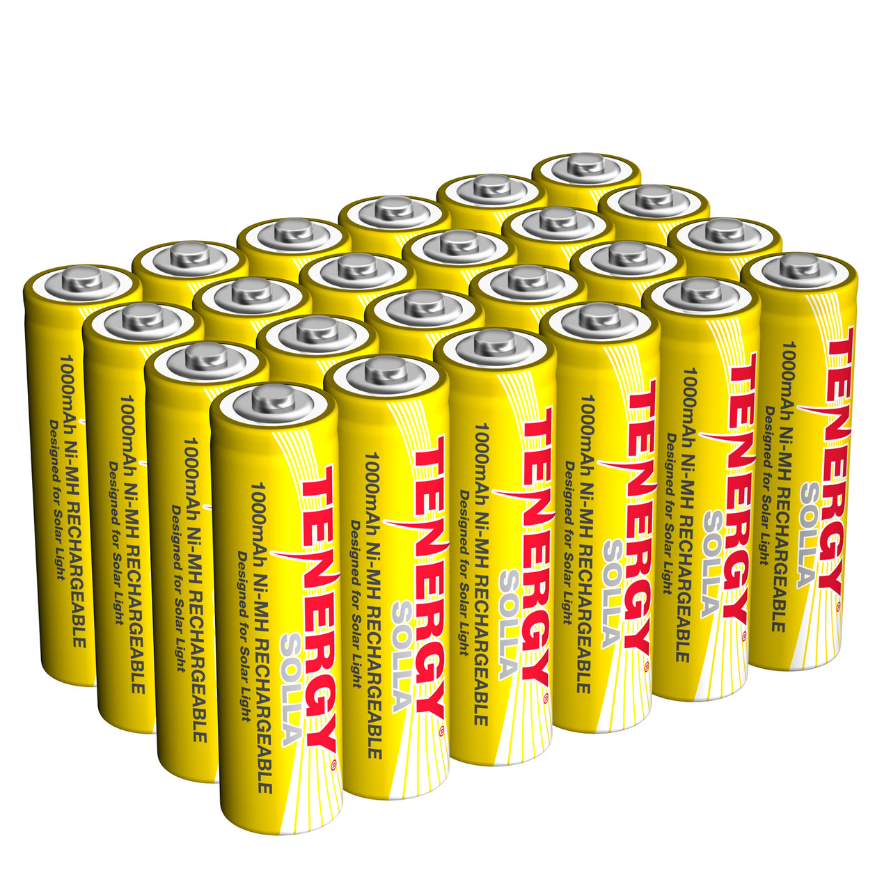 Tenergy Solla Rechargeable NiMH AA Battery, 1000mAh Solar Batteries for Solar Garden Lights, 24 PCS, UL Certified