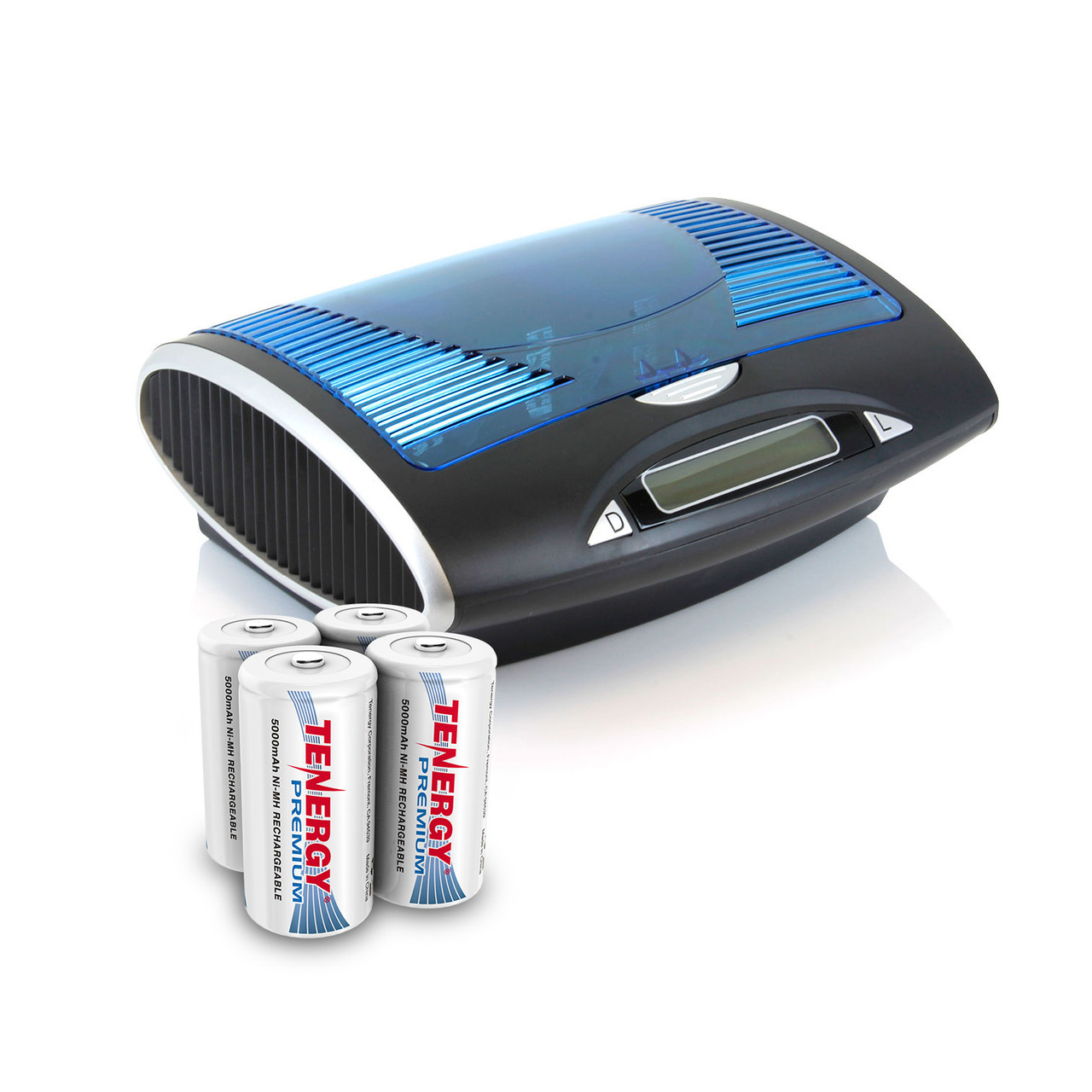 Combo: 4 Pack Premium NiMH Rechargeable C Batteries + Tenergy T9688 Universal LCD Battery Charger