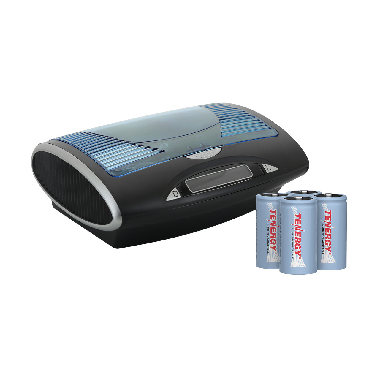 Combo: Tenergy T9688 Universal LCD Battery Charger + 4 Pack NiMH Rechargeable C Batteries