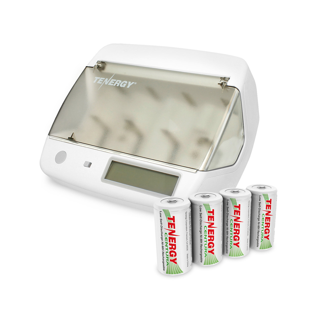 Combo: 4 Pack Centura NiMH Rechargeable C Batteries + Tenergy TN299 Universal Battery Charger