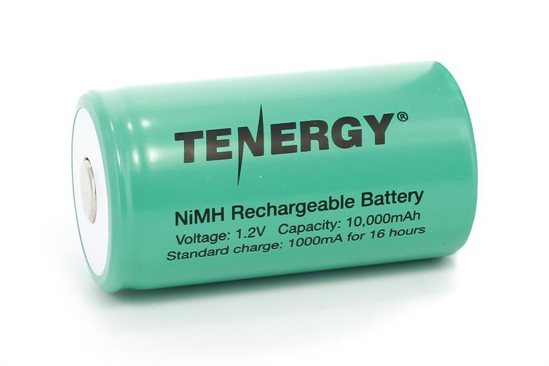 Tenergy D 10,000mAh NiMH Flat Top Rechargeable Battery