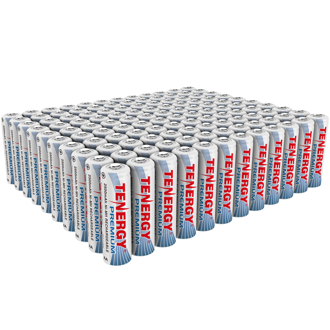 Combo: 120 pcs Tenergy Premium AA 2500mAh NiMH Rechargeable Batteries