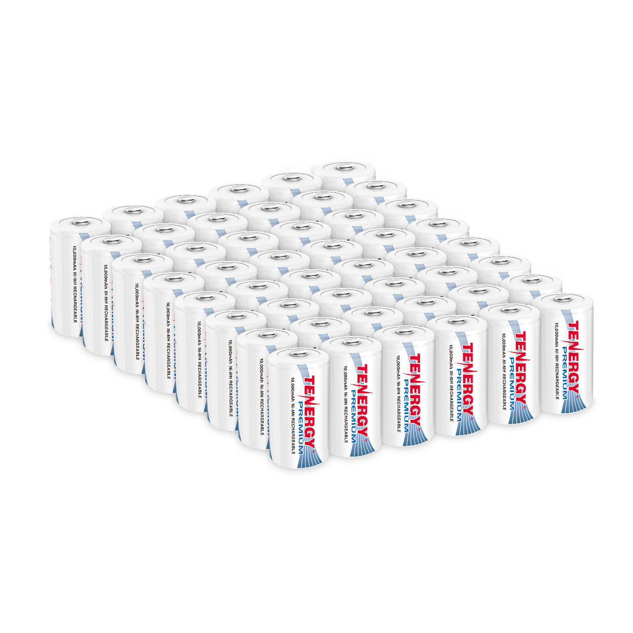 48pcs Tenergy Premium D 10,000mAh NiMH Rechargeable Battery
