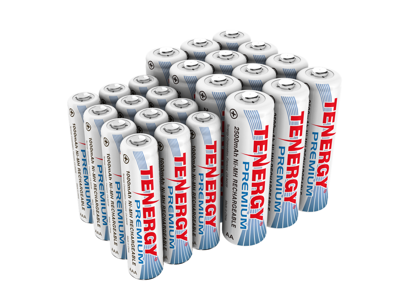 Tenergy Combo 24pcs Premium NiMH Rechargeable Batteries, (12AA/12AAA)