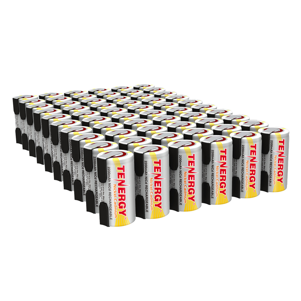 60pcs Tenergy Sub C 2200mAh NiCd Rechargeable Batteries, with Tabs