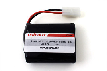 AT: Tenergy Li-ion 3.6V 6600mAh Rechargeable Battery Pack w/ PCB (1S3P, 23.76Wh, 6A Rate, Tamiya Connector)