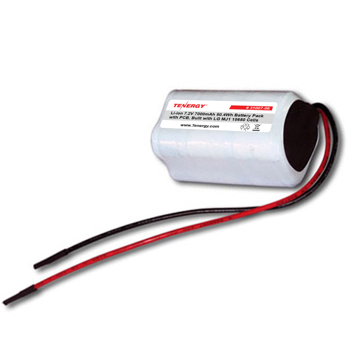 AT: Tenergy Li-ion 7.2V 7000mAh Square Rechargeable Battery Pack w/ PCB (2S2P, 50.4Wh, 10A Rate) - Built with LG MJ1 18650 Cells