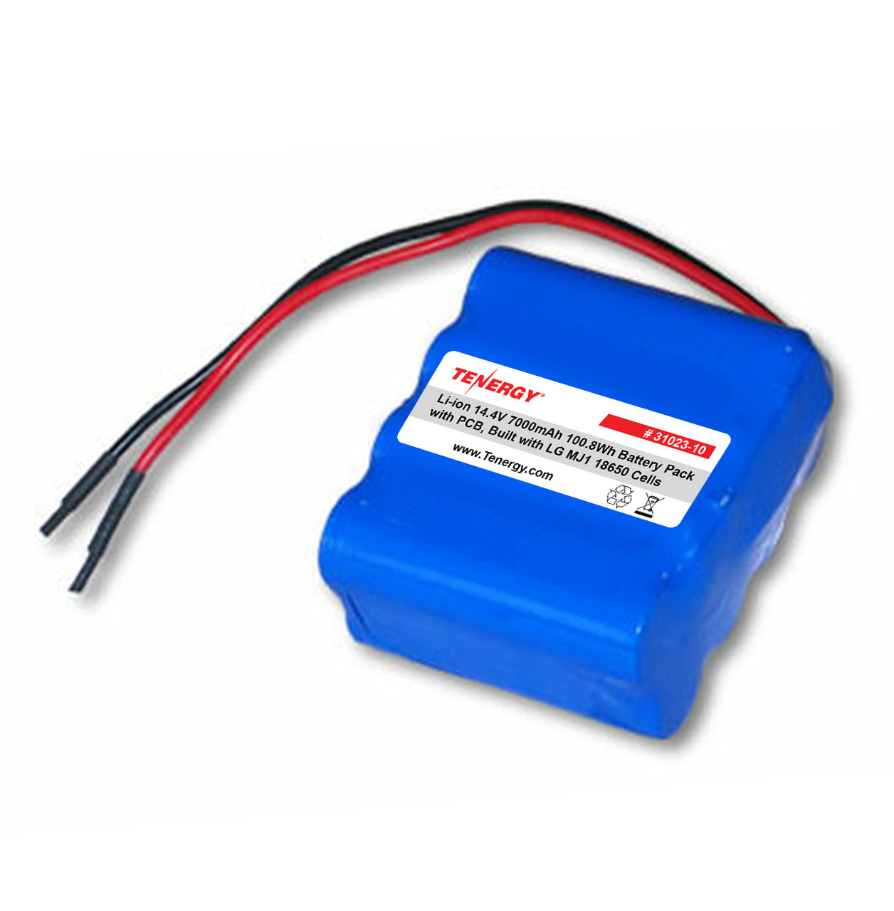 AT: Tenergy Li-ion 14.4V 7000mAh Rechargeable Battery Pack w/ PCB (4S2P, 100.8Wh, 10A Rate) - Built with LG MJ1 18650 Cells