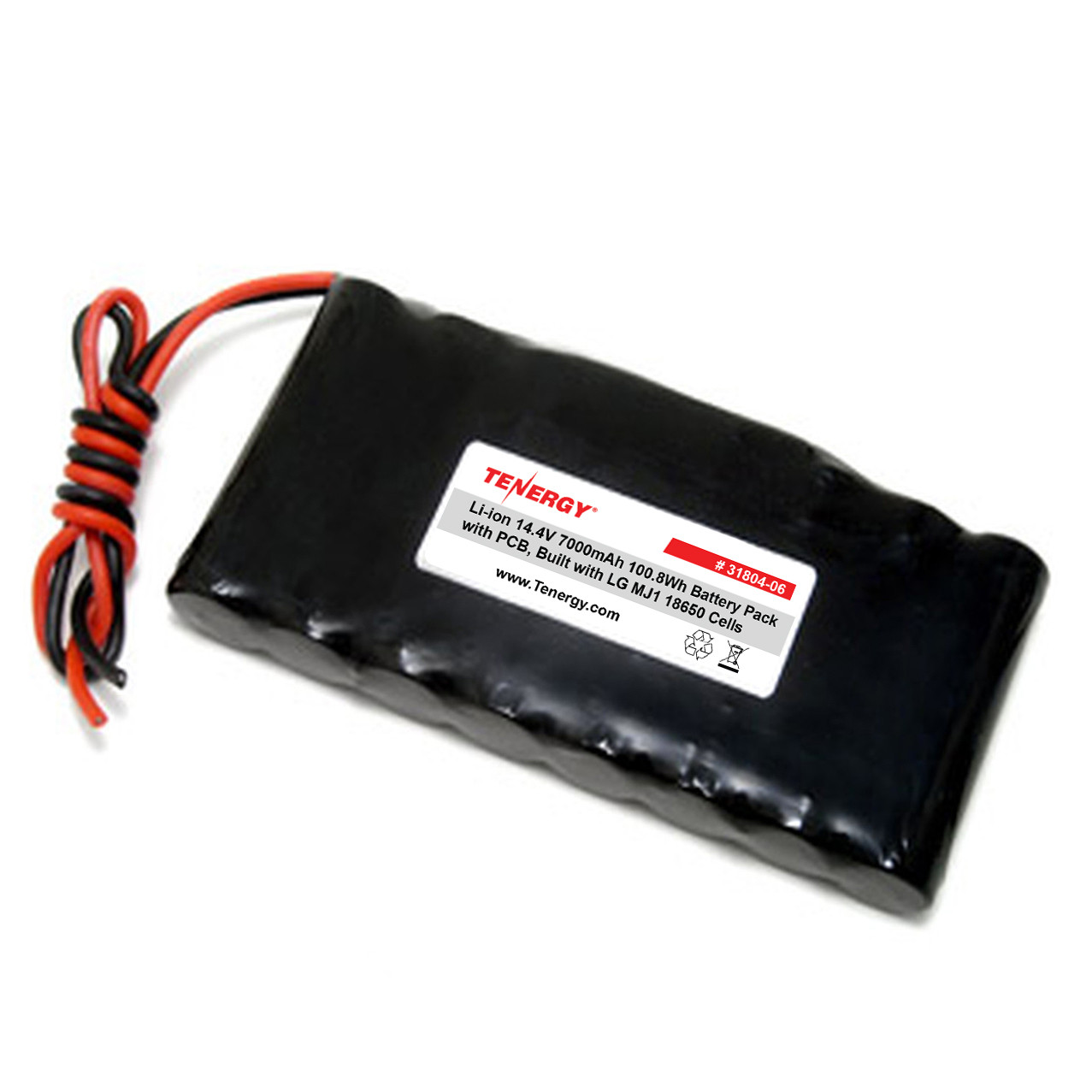 AT: Tenergy Li-ion 14.4V 7000mAh Rechargeable Battery Pack w/ PCB (4S2P, 100.8Wh, SBS, 10A Rate) - Built with LG MJ1 18650 Cells