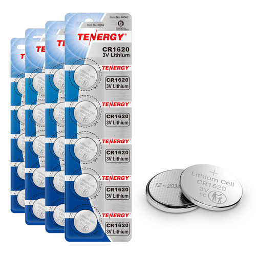 Tenergy CR1620 3V Lithium Button Cell Battery, for Car Keys, Watches,  Calculators, Remote Controls, 5 Pack