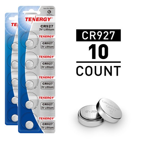 Tenergy CR927 3V Lithium Button Cells, 10pcs (2 x Cards) - Tenergy