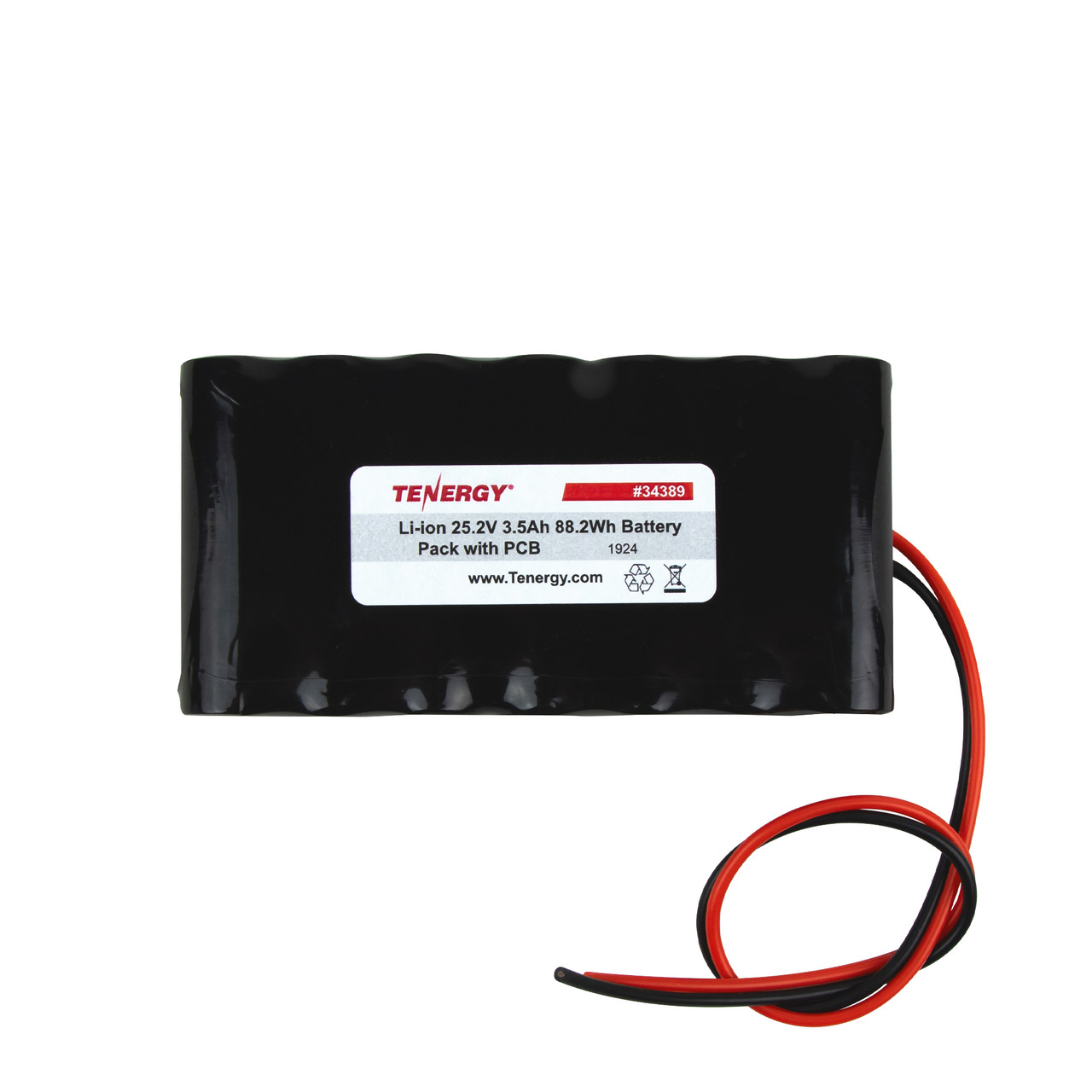 AT: Tenergy Li-ion 25.4V 3,500mAh Rechargeable Battery Pack w/ PCB, (7S1P, 88.9Wh, 6A) - Built with LG MJ1 18650 Cells