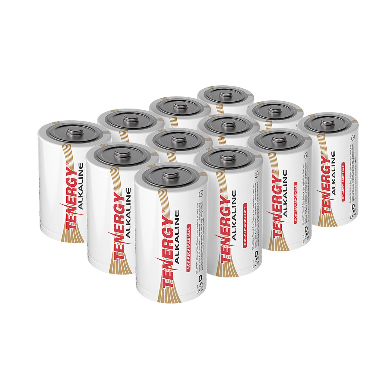 Tenergy 12pcs D Size (LR20) Alkaline Batteries