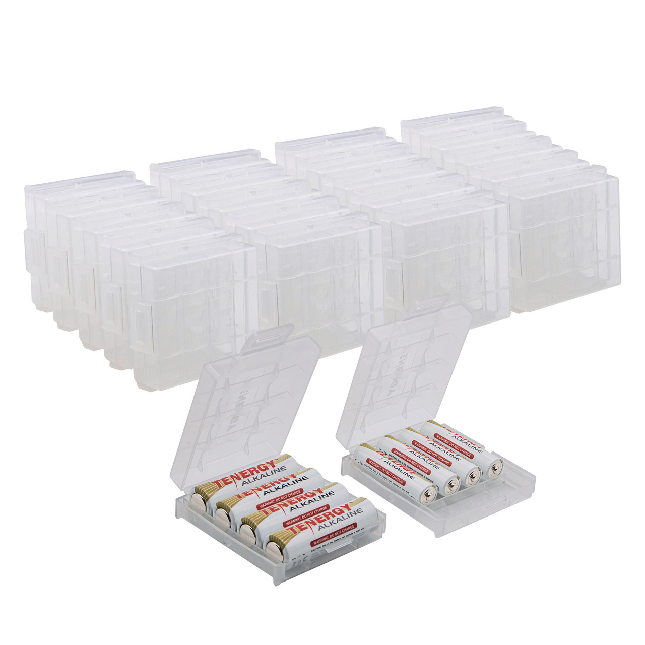 Tenergy 30 Pack Plastic Cases for AA and AAA Batteries - 4 Battery Slots (Batteries sold separately)