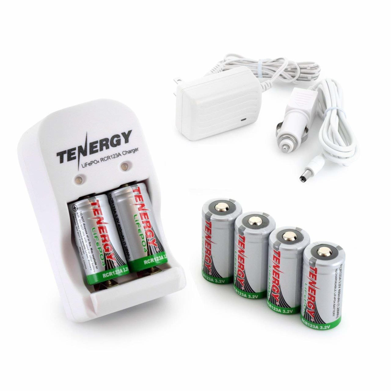 Box tenergy 6pcs rcr123a 3 0v 3 2v nom 400mah lifepo4 rechargeable