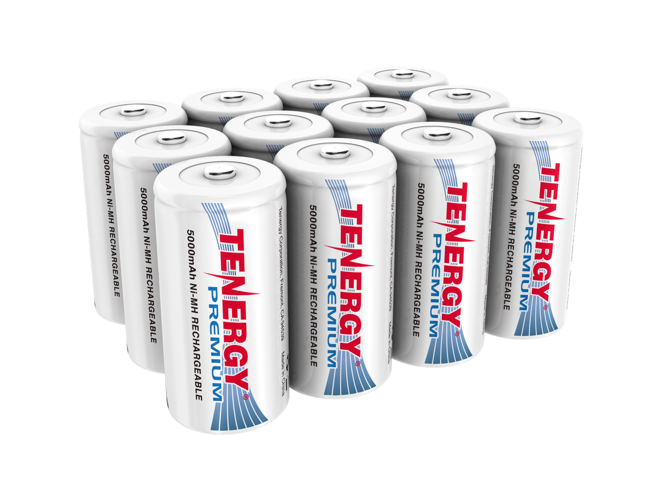Combo: 12 pcs Tenergy Premium C 5000mAh NiMH Rechargeable Batteries