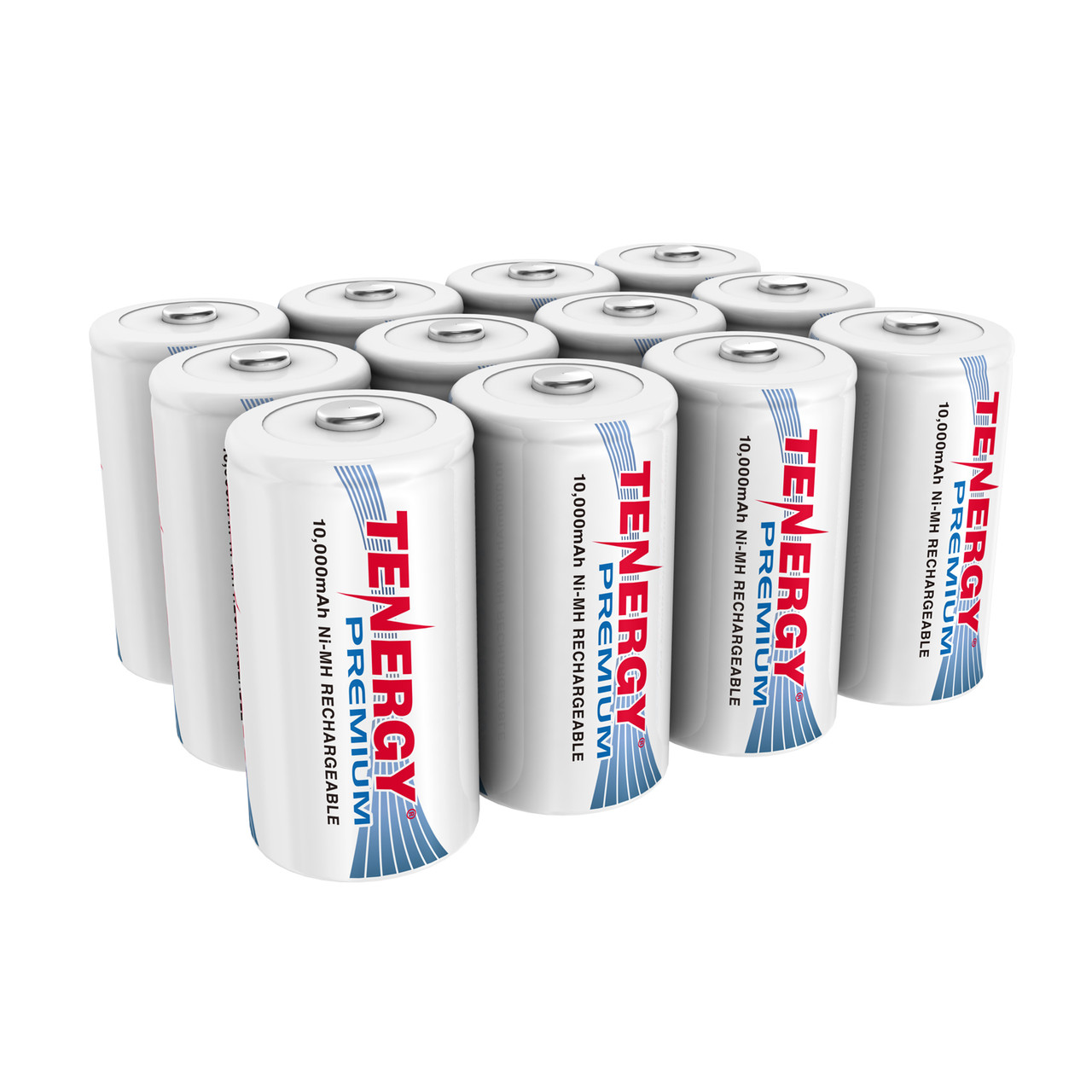 Combo: 12pcs Tenergy Premium D 10,000mAh NiMH Rechargeable Batteries