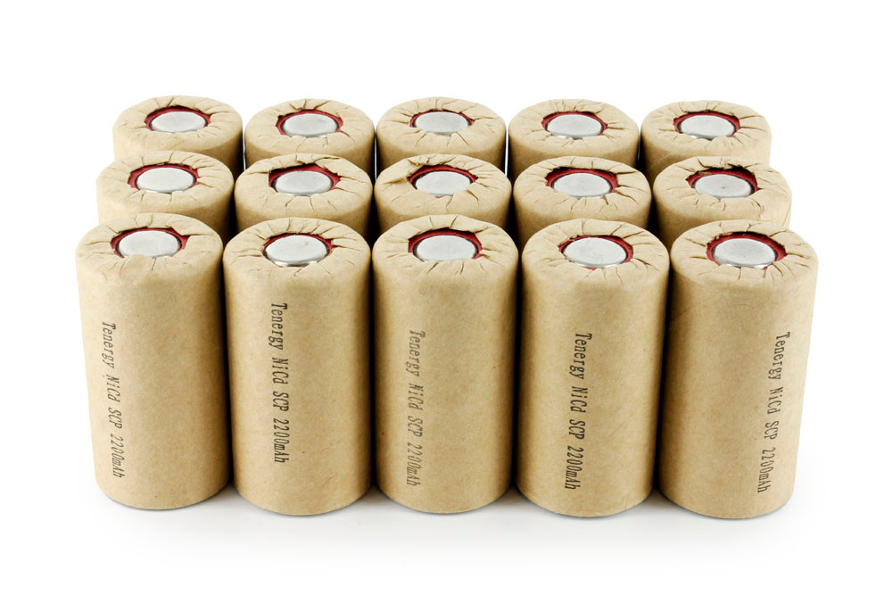 15pcs Tenergy NiCd SubC 2200mAh Paper Wrapped Rechargeable Battery (Flat Top)