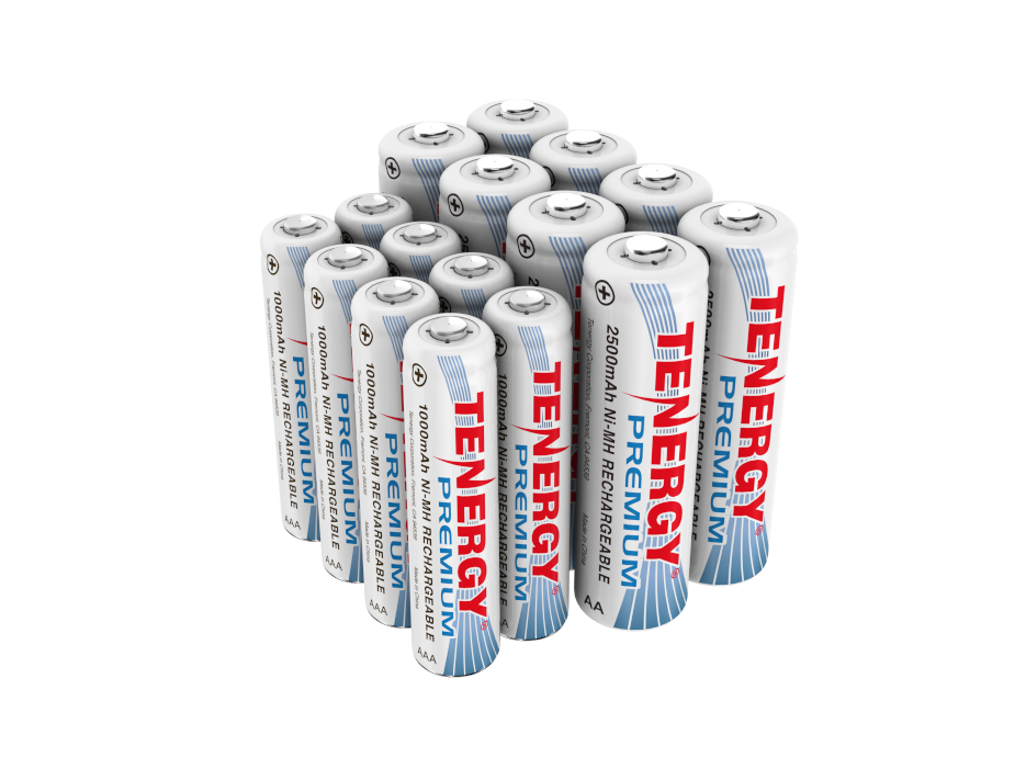Combo: 16 pcs Tenergy Premium NiMH Rechargeable Batteries (8AA/8AAA)