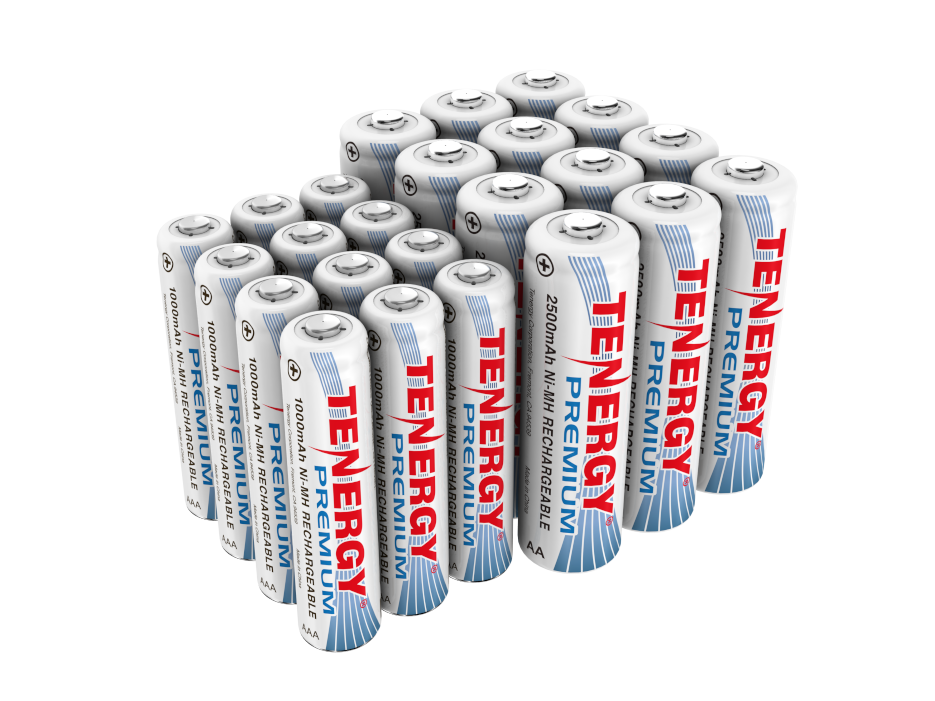 Combo: 24 pcs Tenergy Premium NiMH Rechargeable Batteries (12AA/12AAA)