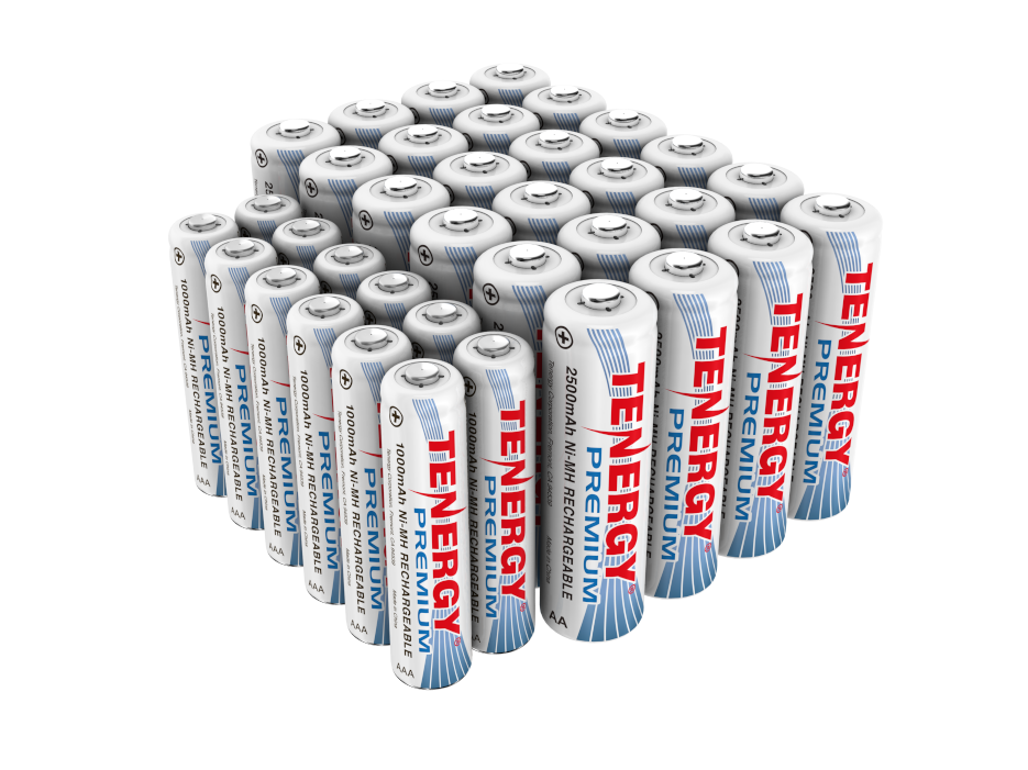 Combo: 36 pcs Tenergy Premium NiMH Rechargeable Batteries (24AA/12AAA)