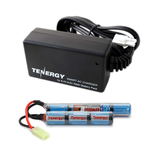 Tenergy 2 Pack 8.4V Airsoft Battery 1600mAh NiMH Nunchuck Battery w/Mini Tamiya Connector High Discharge Rate Stick Shape Butterfly Battery for Airsoft 