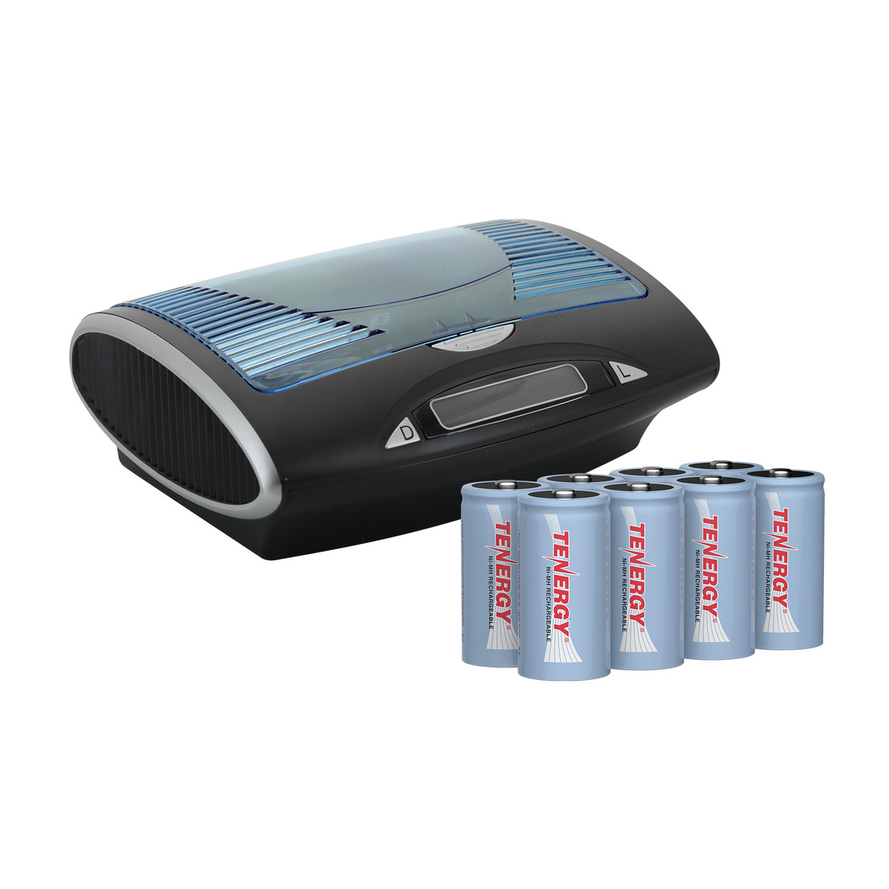 Combo: Tenergy T9688 Universal LCD Battery Charger + 8 C 5000mAh NiMH Rechargeable Batteries