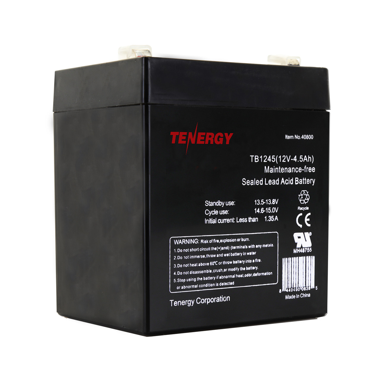 Tenergy 12V 4.5Ah (TB1245) Maintenance-free Sealed Lead Acid (SLA) Battery