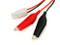 Alligator clips and Tamiya connector leads providing versatile terminal options for custom battery pack charging.