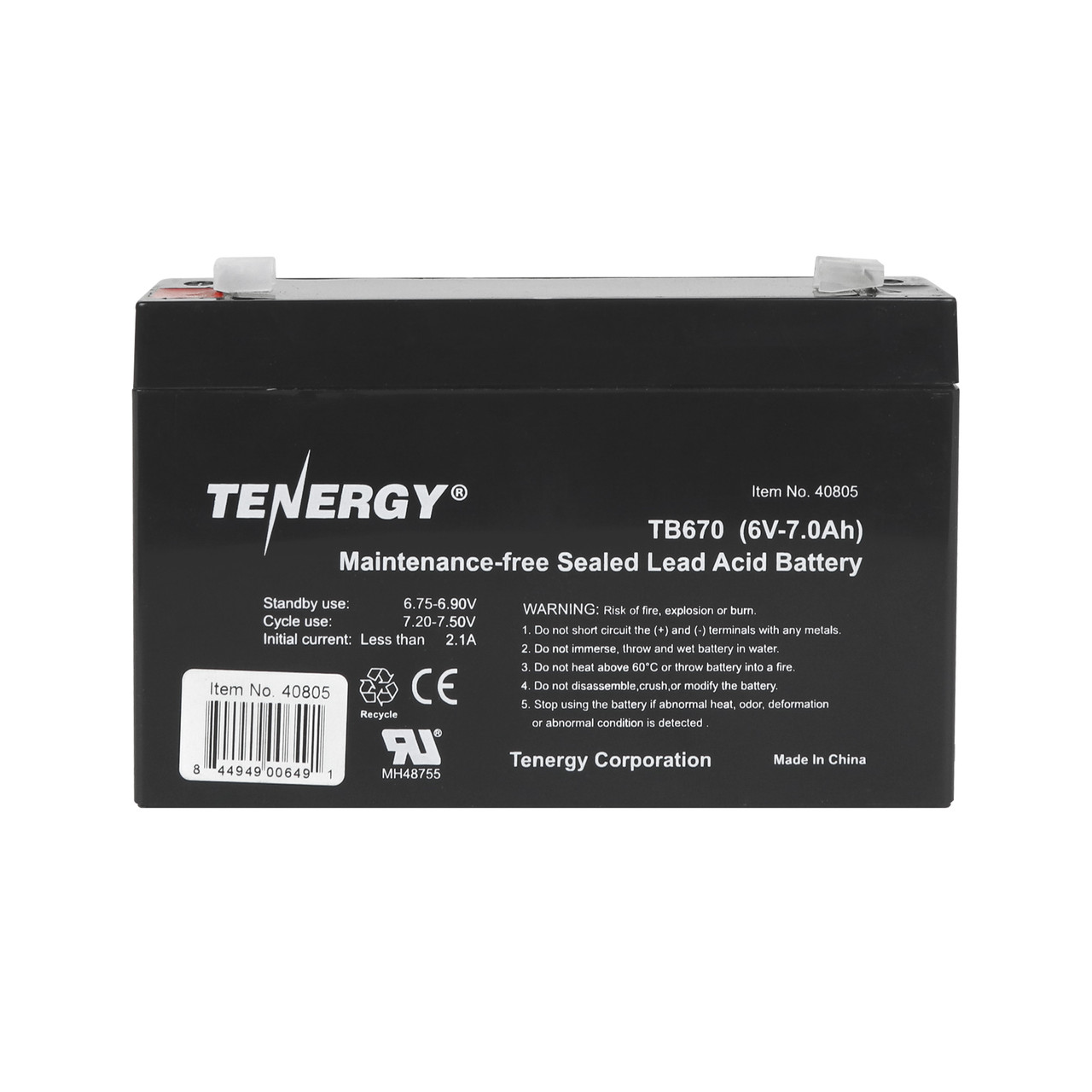 Tenergy 6V 7.0AH (TB670) Maintenance-free Sealed Lead Acid (SLA) Battery