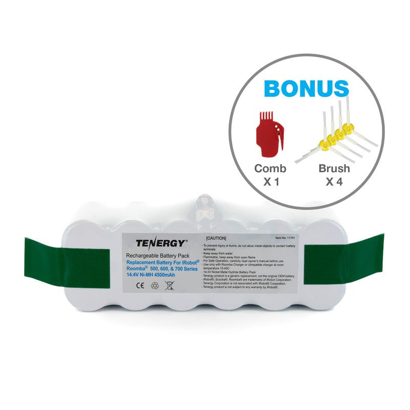 Tenergy New High Capacity 4500mAh NiMH replacement battery for iRobot Roomba 500 510 530 532 535 536 540