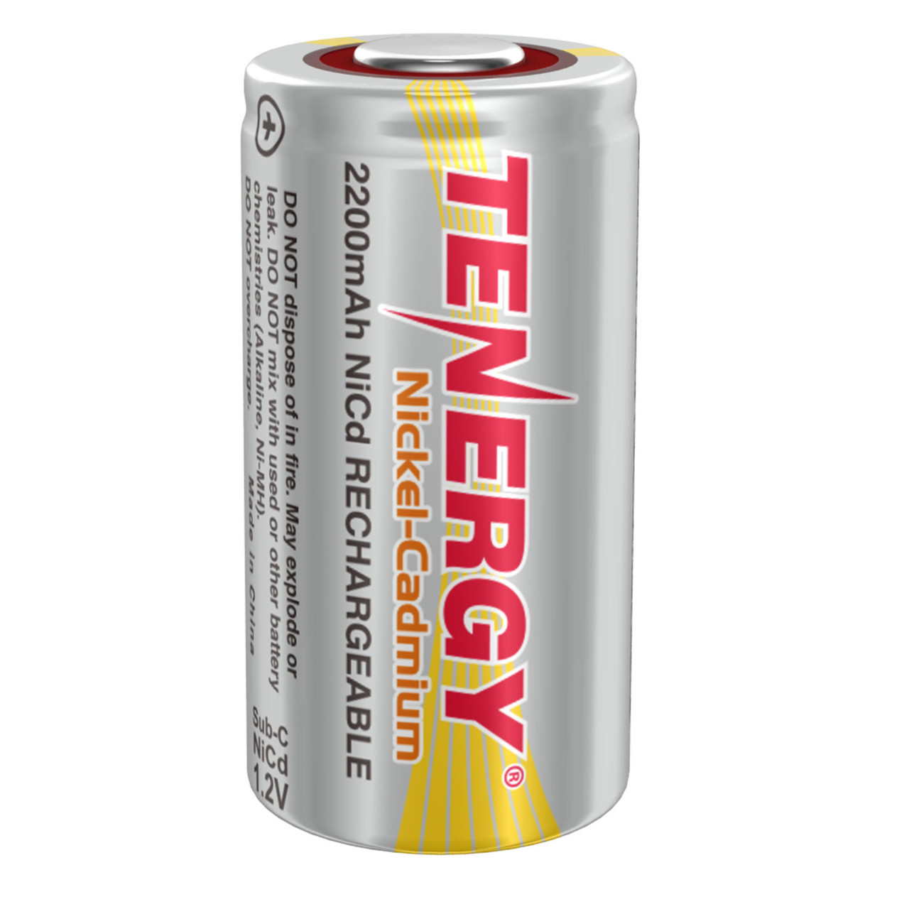 Tenergy Sub C 2200mAh NiCd Flat Top Rechargeable Battery