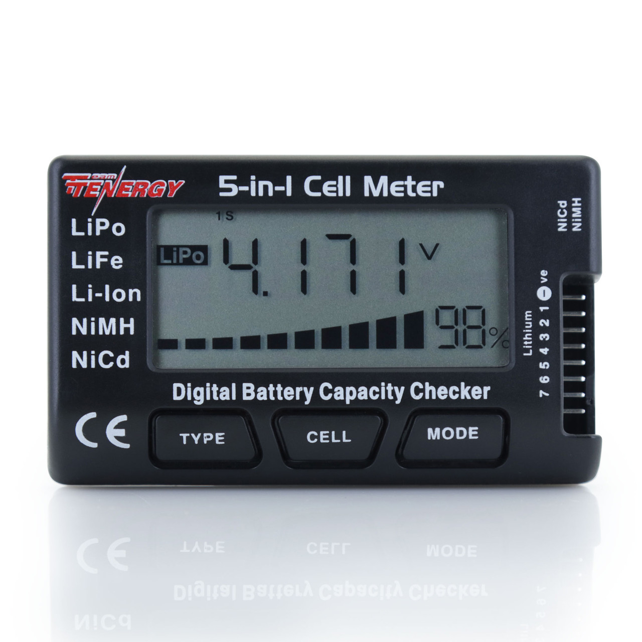Tenergy 5-in-1 Intelligent Cell Meter (Capacity Checker, Battery Balancer, Battery Discharger, Internal