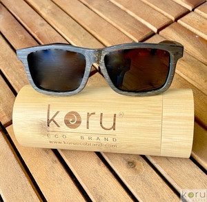 KORU RAGLAN BAMBOO POLARIZED FLOATING SUNGLASSES W/ CASES