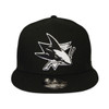 San Jose Sharks Men's New Era Black and White Crest Snapback Hat